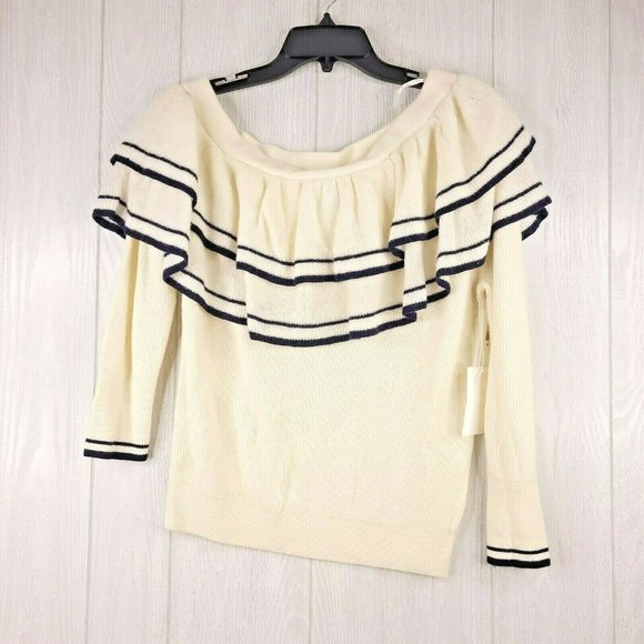 Frame Ruffle One Shoulder Wool Blend Sweater Women - Picture 3 of 10